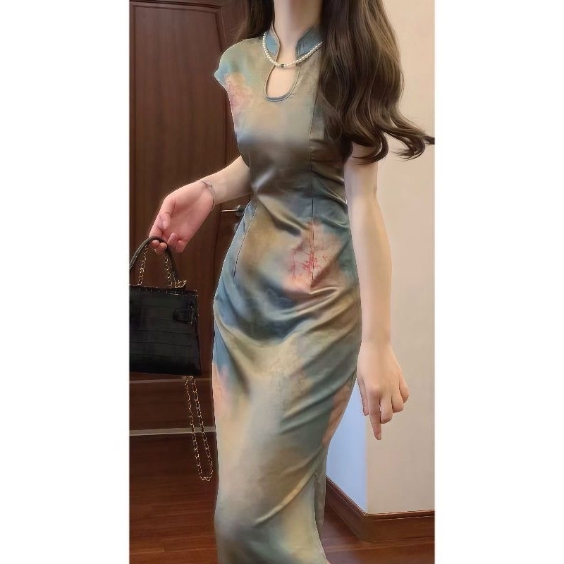 Ljetna Qipao haljina od žakard-satena – elegantna, lagani luksuz, za žene