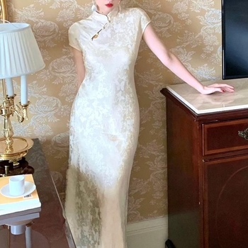 Ljetna elegantna qipao haljina za žene, kratki rukav, kineska vintage inspiracija