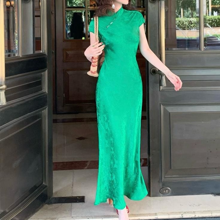 Ljetna elegantna qipao haljina za žene, kratki rukav, kineska vintage inspiracija