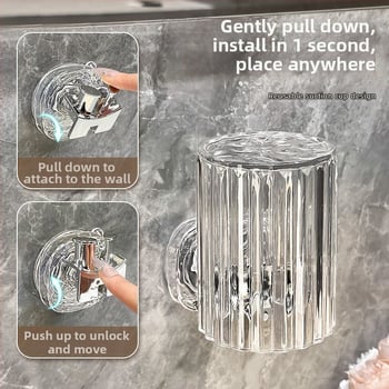 Nástenný držiak na zubné kefky so šálkou na kefku a pohárom na ústnu vodu, UV sterilizácia, plast
