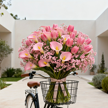 30 bucăți flori artificiale Calla Lily, lalele și Baby's Breath, buchet de mână, decor casnic în stil european
