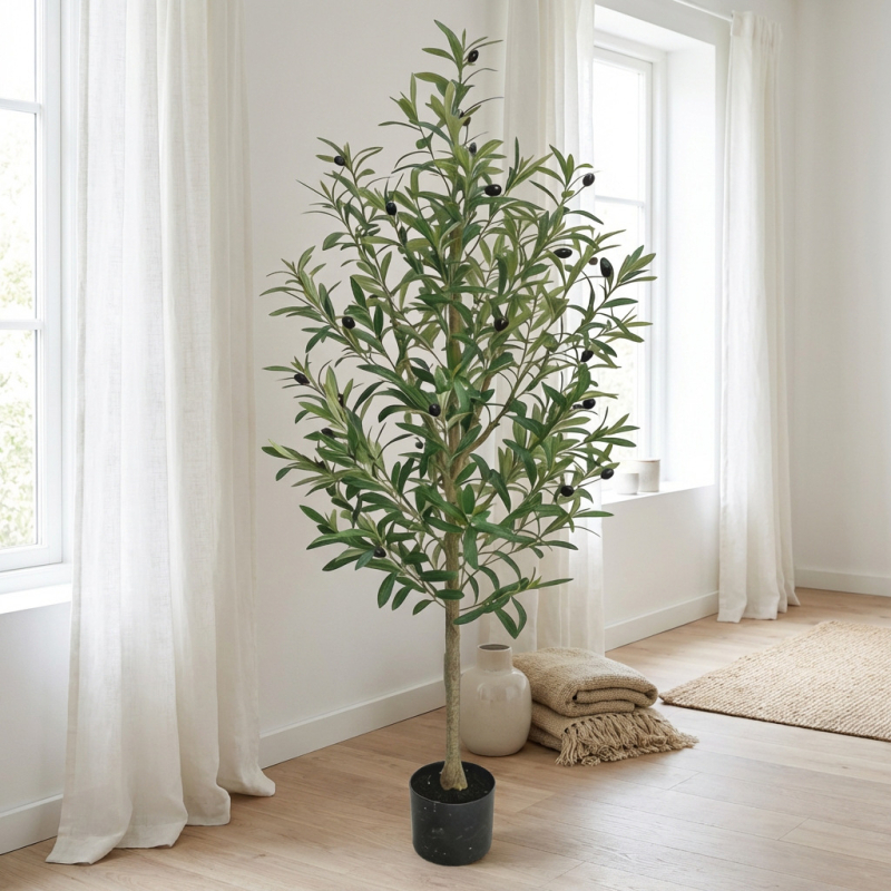 Arbore măslin artificial pentru interior, de mari dimensiuni, decor pentru podea, detașabil, realist
