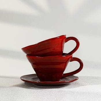 Ceașcă ceramică pentru cafea de mic dejun, stil retro, glazură roșie, ceașcă de apă pentru uz casnic, ceașcă pentru lapte și ovăz