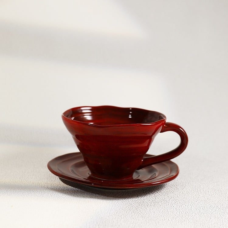 Ceașcă ceramică pentru cafea de mic dejun, stil retro, glazură roșie, ceașcă de apă pentru uz casnic, ceașcă pentru lapte și ovăz