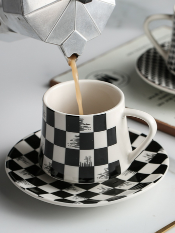 Set de căni espresso în stil turcesc, cu farfurioare ceramice cu margine aurie, stil european, mic lux pentru ceaiul de după-amiază, ușor defectuos