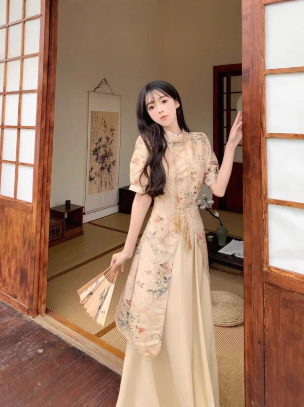 Nova kineskog stila retro Qipao haljina s ovratnikom cheongsam, otisak na A-liniji, ljeto 2025
