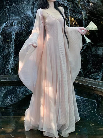 Flower Moon Night: Novi kineski stil — set kardigan i haljina s naramenicama za žene, pamuk-linen smjesa, sjajni završni sloj