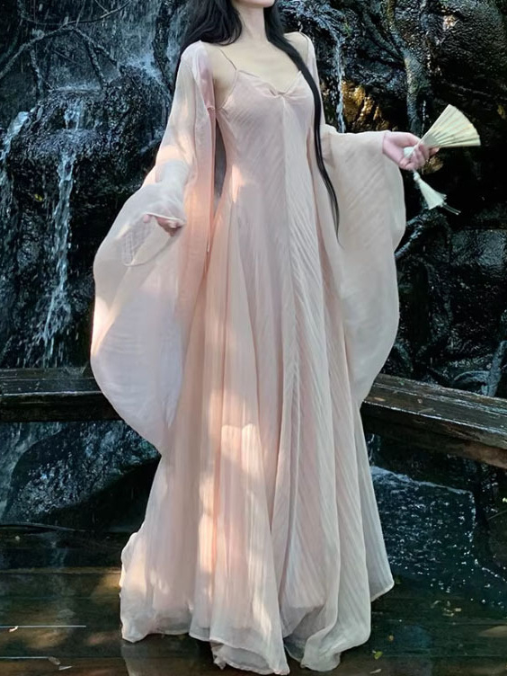 Flower Moon Night: Novi kineski stil — set kardigan i haljina s naramenicama za žene, pamuk-linen smjesa, sjajni završni sloj