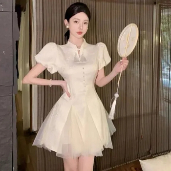 Ljetna haljina 2025. u kineskom stilu, inspirirana cheongsam, za malu figuru, elegantna princeza
