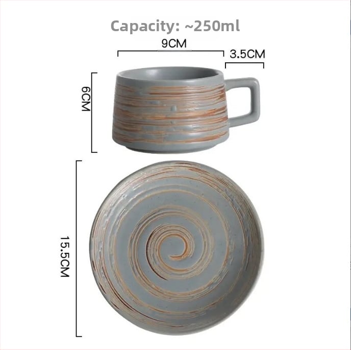 Set ceramic pentru cafea, cești și farfurioare în stil japonez, calitate premium