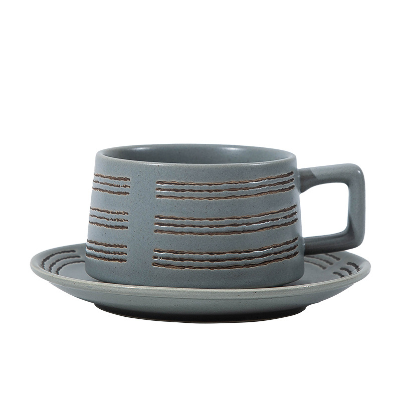 Set ceramic pentru cafea, cești și farfurioare în stil japonez, calitate premium