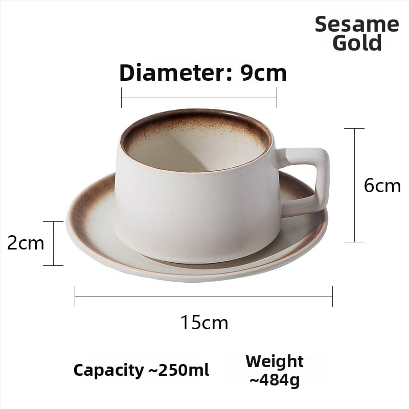 Set ceramic pentru cafea, cești și farfurioare în stil japonez, calitate premium