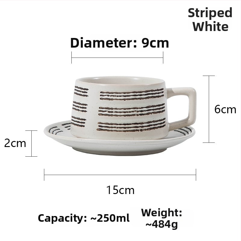 Set ceramic pentru cafea, cești și farfurioare în stil japonez, calitate premium