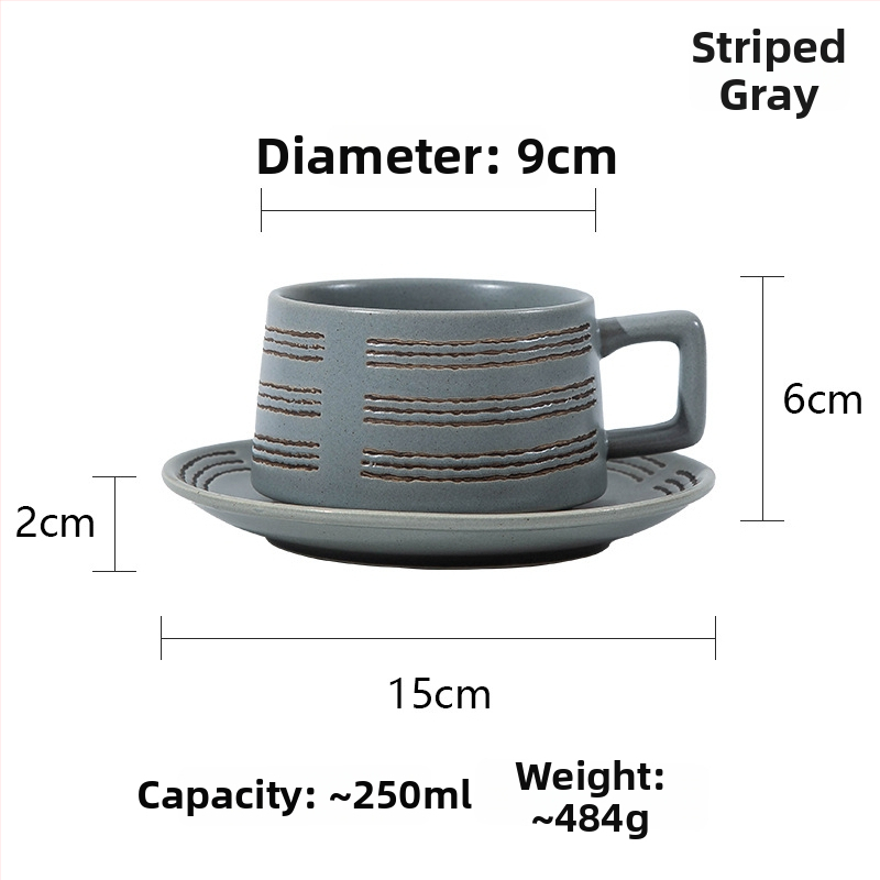 Set ceramic pentru cafea, cești și farfurioare în stil japonez, calitate premium