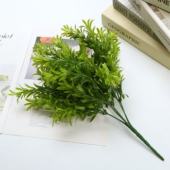 Verde artificial pentru pereți despărțitori cu flori din plastic – materiale decorative cu 7 ramuri