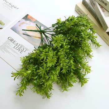 Verde artificial pentru pereți despărțitori cu flori din plastic – materiale decorative cu 7 ramuri