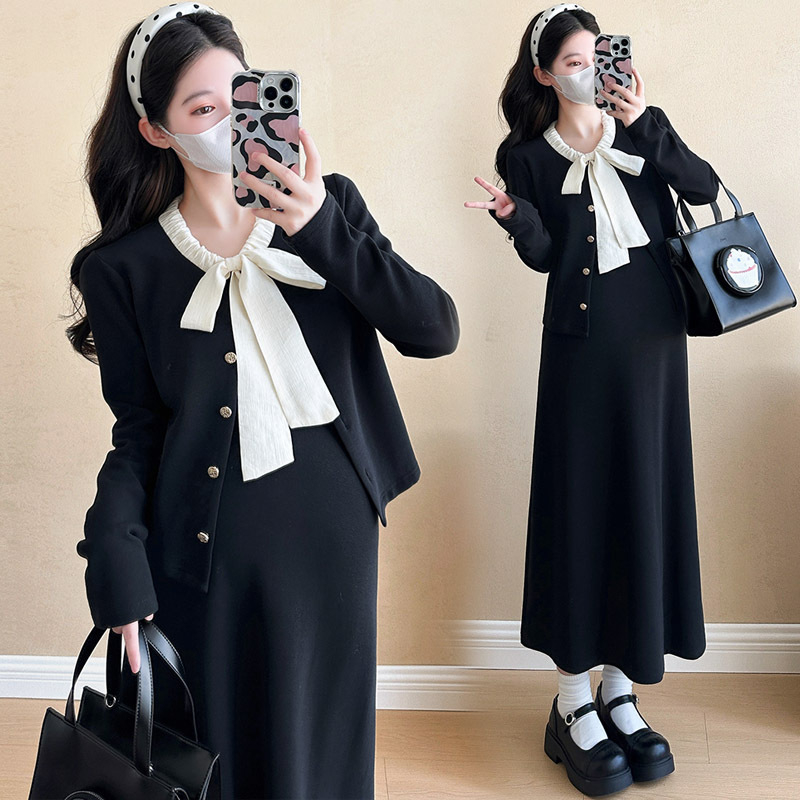 Kostim za trudnice s midi suknjom, korejski stil, elegantno poslovno odijevanje
