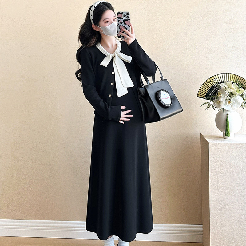 Kostim za trudnice s midi suknjom, korejski stil, elegantno poslovno odijevanje