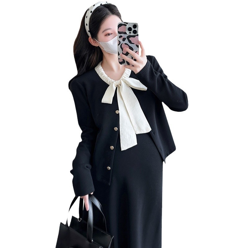 Kostim za trudnice s midi suknjom, korejski stil, elegantno poslovno odijevanje