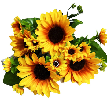 Buchet de floarea-soarelui artificiale pentru nunți și decor de casă, buchet mic, flori decorative pentru vază, disponibil în vrac