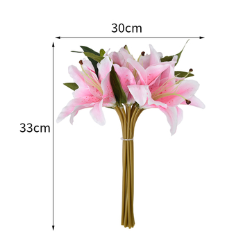 Buchet cu 14 crini artificiali, aranjament manual pentru nuntă și decor de casă