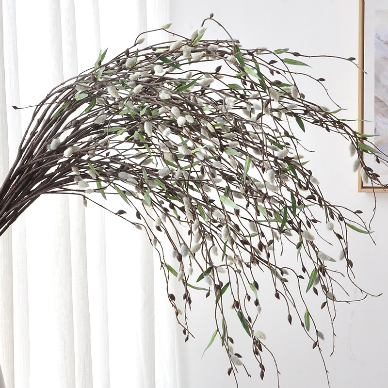 Ramuri artificiale de salcie – ramuri mari pentru decorarea spațiilor, aranjamente suspendate, flori artificiale și plante decorative, ramuri Snow Willow