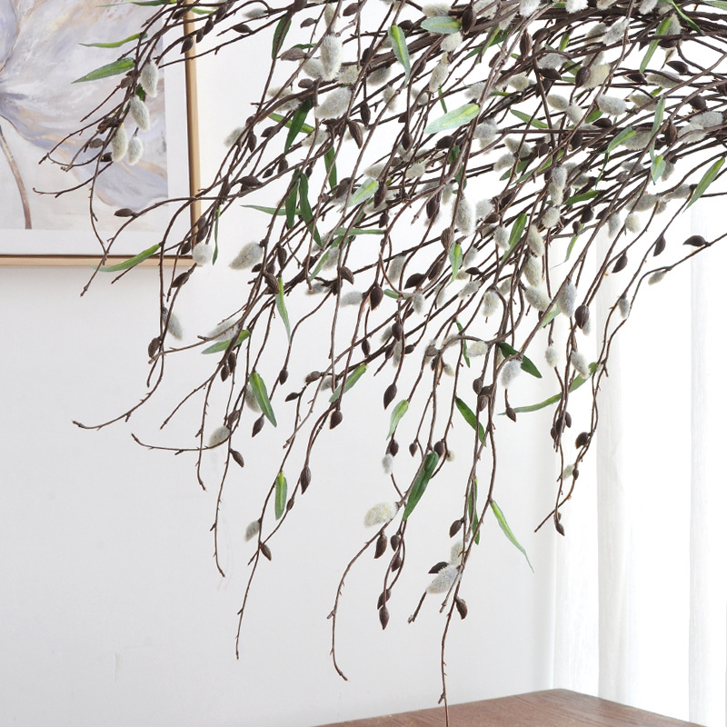 Ramuri artificiale de salcie – ramuri mari pentru decorarea spațiilor, aranjamente suspendate, flori artificiale și plante decorative, ramuri Snow Willow