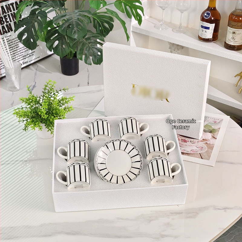 12-dielna súprava šálok na espresso a podšálok, nordický štýl, minimalistický dizajn pre domácnosť a kanceláriu