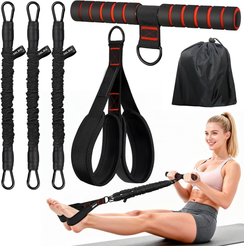 Bandă de rezistență cu pedală, versiune îmbunătățită, pentru ajutor la abdomene, exerciții acasă, protecția talpilor și tonifierea picioarelor