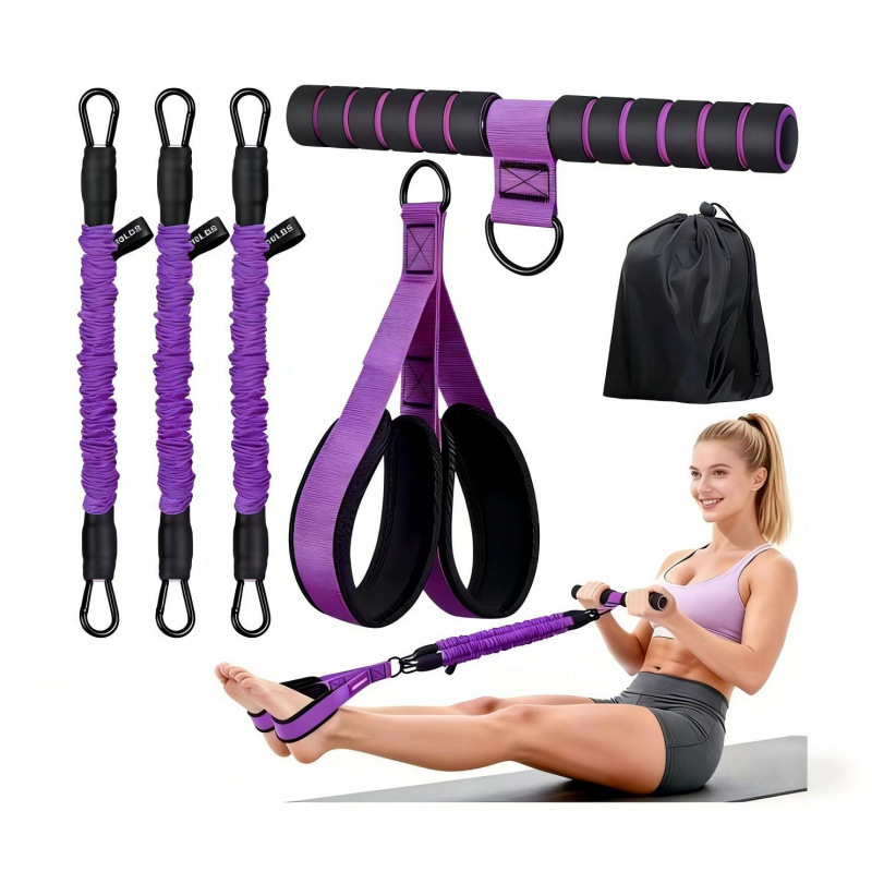 Bandă de rezistență cu pedală, versiune îmbunătățită, pentru ajutor la abdomene, exerciții acasă, protecția talpilor și tonifierea picioarelor