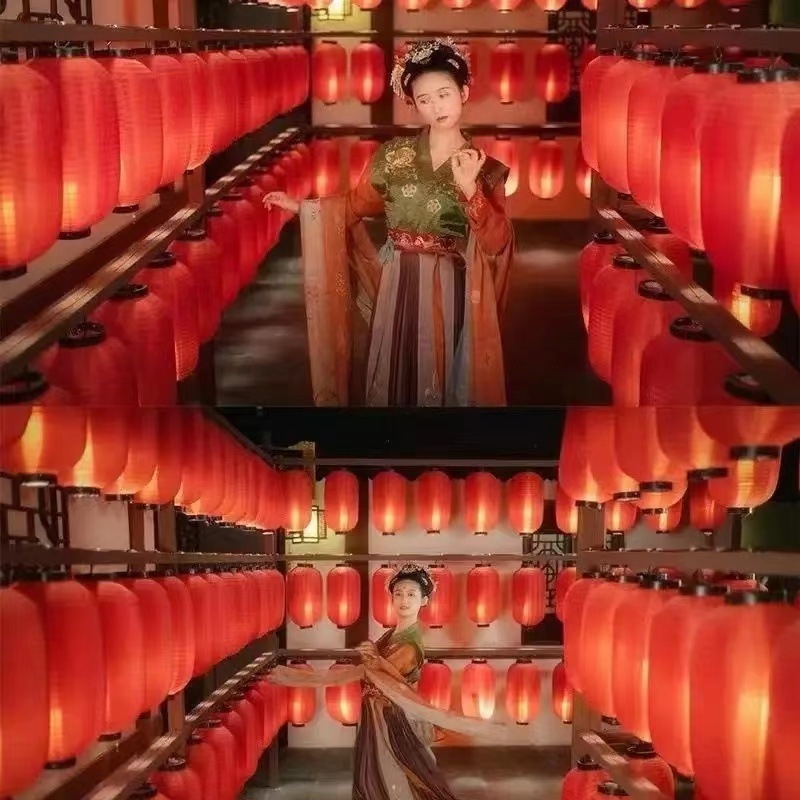 Lanternă decorativă de exterior, impermeabilă, șir de lanterne pentru perete, în stil pastoral chinezesc, pentru pensiuni, ceainării și zone pitorești