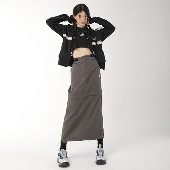 Bella visoki struk, A-linijska radna suknja sa šlicom, midi duljina, ženska, japanski stil, ljeto 2025