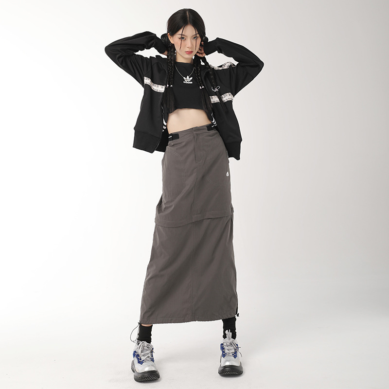 Bella visoki struk, A-linijska radna suknja sa šlicom, midi duljina, ženska, japanski stil, ljeto 2025