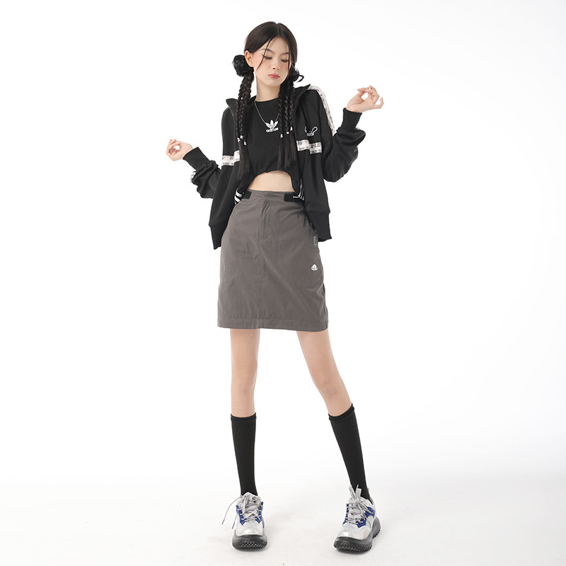Bella visoki struk, A-linijska radna suknja sa šlicom, midi duljina, ženska, japanski stil, ljeto 2025