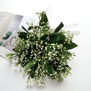18 capete de flori artificiale cu frunze de trandafir și Gypsophila, pentru decor în casă și hotel, flori din plastic pentru aranjamente