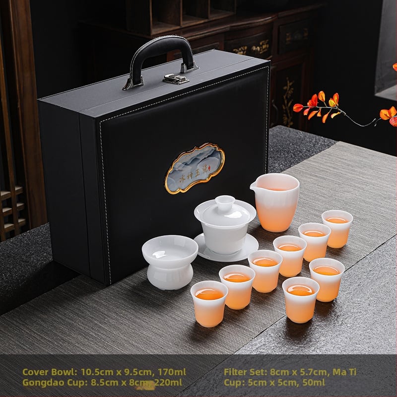Set de ceai Gongfu din porțelan pentru acasă și birou