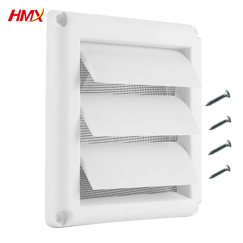 Gură de ventilație din PP cu plasă anti-insecte pentru interior și exterior, cu șuruburi
