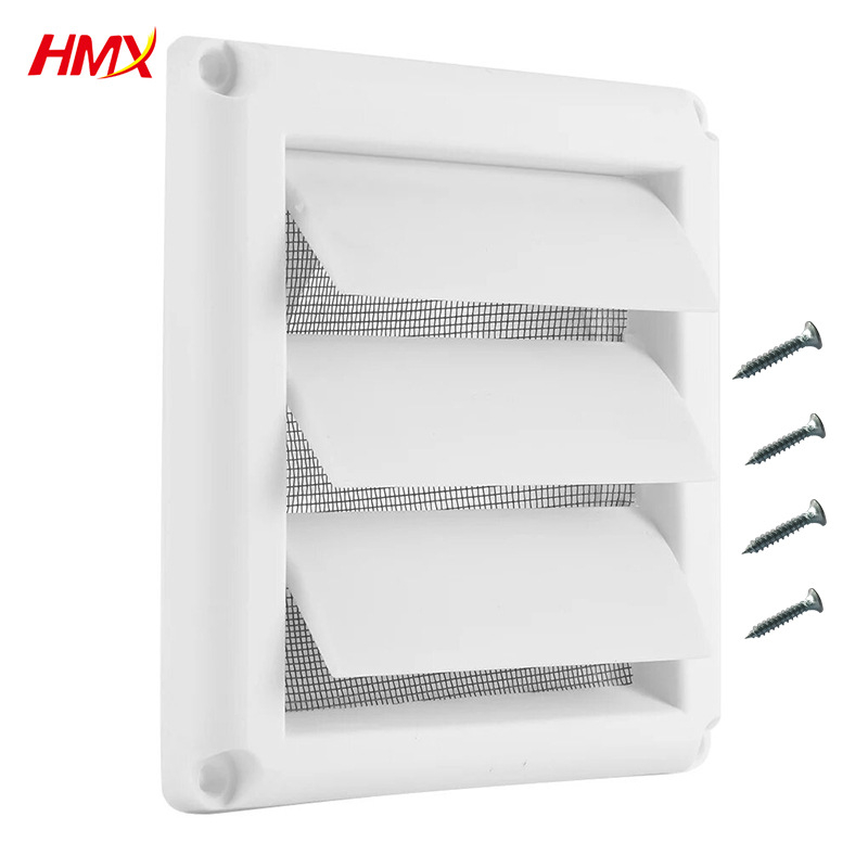 Gură de ventilație din PP cu plasă anti-insecte pentru interior și exterior, cu șuruburi
