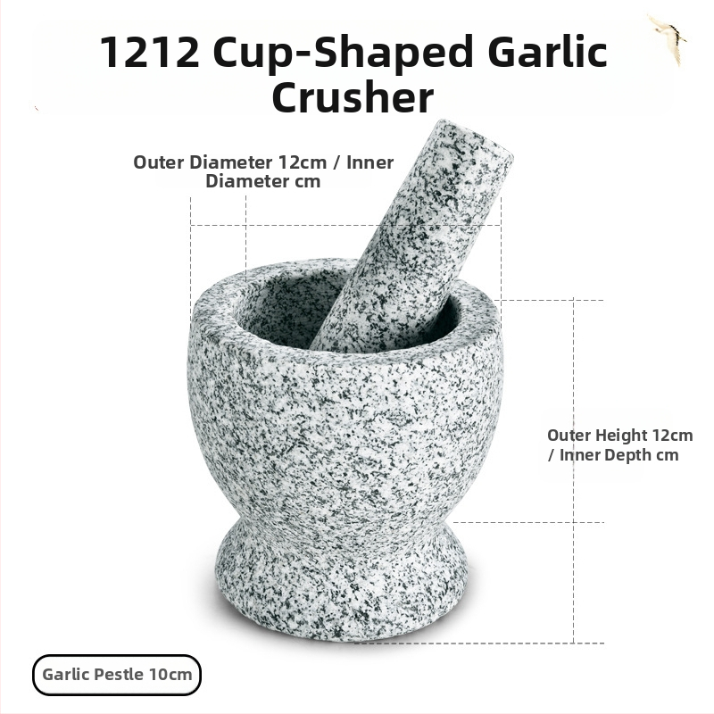 Mojar din granit natural pentru usturoi cu pistil din piatră – uz casnic