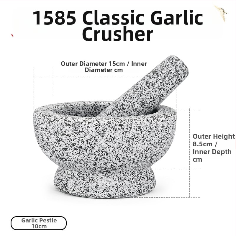Mojar din granit natural pentru usturoi cu pistil din piatră – uz casnic