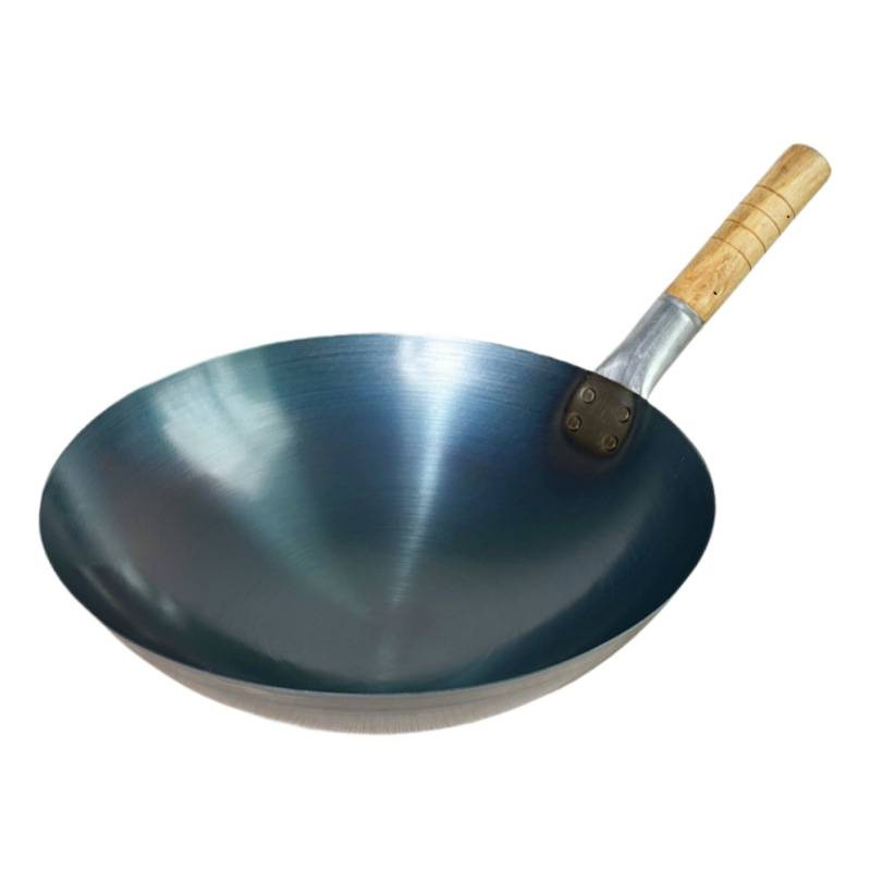 Wok din fier forjat, fără acoperire, pentru uz comercial, ușor și subțire, pentru prăjirea orezului.