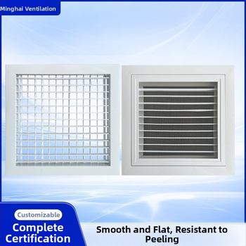 Grilă de ventilație din aliaj de aluminiu, cu ușă articulată cu balamale duble, lamele de un singur rând, lamele rezistente la ploaie pentru climatizare centrală, disc reglabil