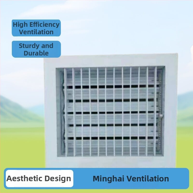 Grilă de ventilație din aliaj de aluminiu, cu ușă articulată cu balamale duble, lamele de un singur rând, lamele rezistente la ploaie pentru climatizare centrală, disc reglabil