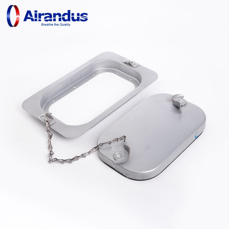 FAD-C Ușă de acces pătrată din oțel galvanizat pentru conducte, cu vizor de inspecție plat