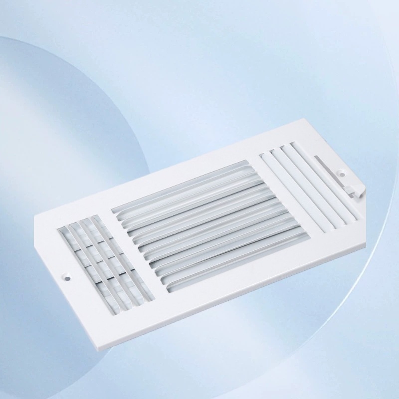 Ventilație metalică cu lamele, 3 căi, pentru tavan