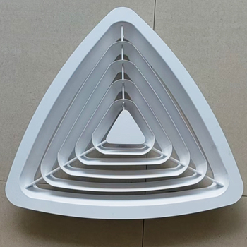 Difuzor triunghiular din aliaj de aluminiu, lamelat pentru ventilație, ieșire pentru conducta de evacuare a sistemului de climatizare central