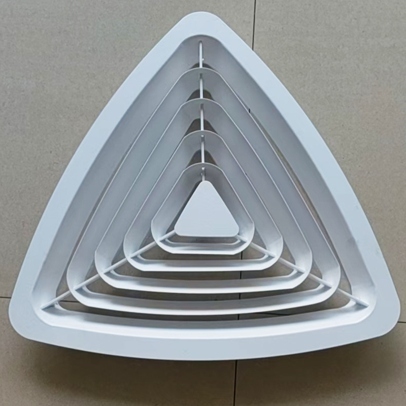 Difuzor triunghiular din aliaj de aluminiu, lamelat pentru ventilație, ieșire pentru conducta de evacuare a sistemului de climatizare central