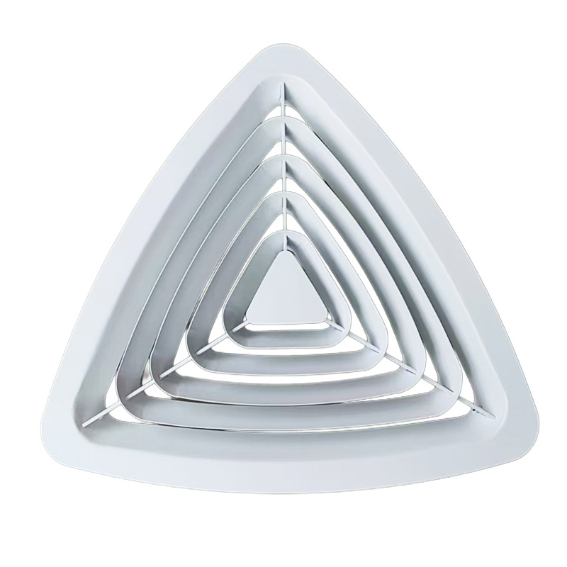 Difuzor triunghiular din aliaj de aluminiu, lamelat pentru ventilație, ieșire pentru conducta de evacuare a sistemului de climatizare central