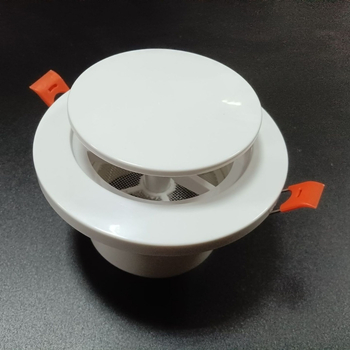 Gură de aer în spirală cu flanșă ABS și clips cu arc, montaj facil, cu plasă anti-insecte