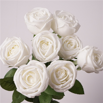 Trandafir de mătase de înaltă calitate – trandafir realist cu tulpină unică, pentru aranjamente florale de interior, floare decorativă artificială
